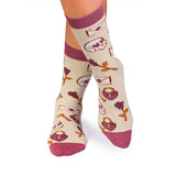 Chaussettes Coton Skulls & Roses Ecru