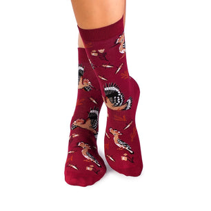 Chaussettes Bambou fin Fleurs & Oiseaux – Bordeaux