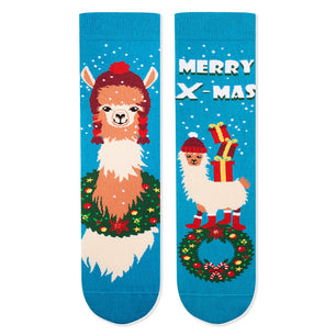 Chaussettes Arty Noël Lama - Turquoise