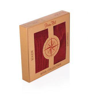 Coffret Laine mérinos Homme Bonnet + Écharpe + Chaussettes Côtes Bordeaux