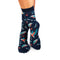 Chaussettes Bambou fin Fleurs & Oiseaux – Bleu marine