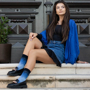 Chaussettes Coton pur Traits - Bleu