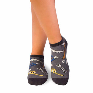 Socquettes Coton fin Outils Gris
