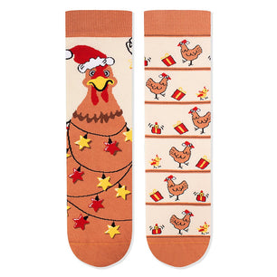 Chaussettes Arty Noël Poule - Ecru