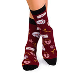 Chaussettes Coton Skulls & Roses Bordeaux