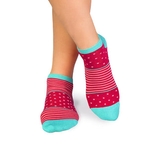 Socquettes Bambou fin Anneaux et Pois Fuchsia rose
