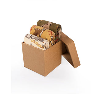 Coffret de 3 paires de Chaussettes Coton Histoires d’automne – Petite souris, Biche, Lapin