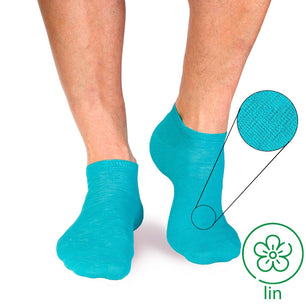 Socquettes Lin Turquoise
