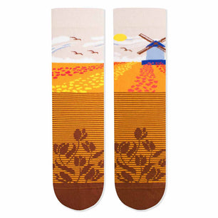 Chaussettes Arty Tulipes et Moulins Jaune
